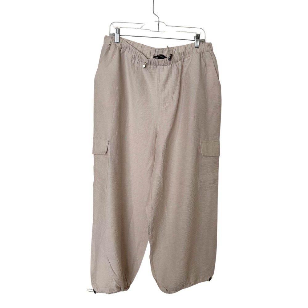 Forever 21+ Cargo Pants Beige Elastic Waist Drawstring y2k
womens Size 0x